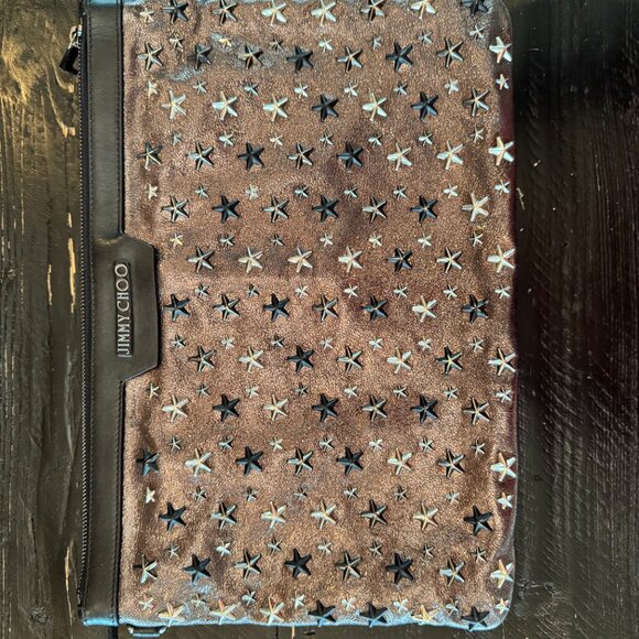 Jimmy Choo Dark Gray Star Studded Clutch - Picture 2 of 6